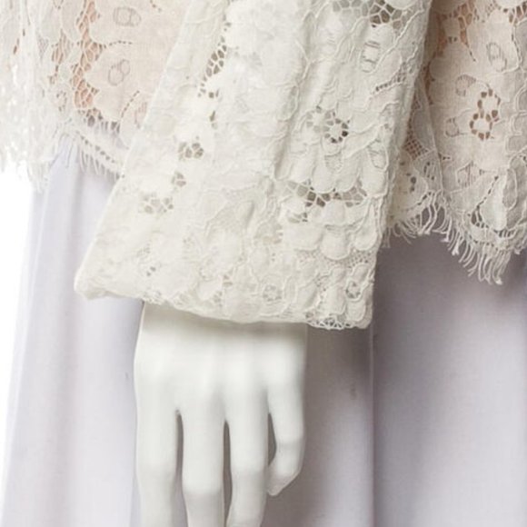 RACHEL ZOE Lined Lace Button Front Blouse  | Large - Picture 6 of 8